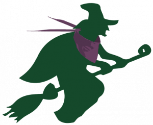 Illustrierte Hexe auf einem Besen